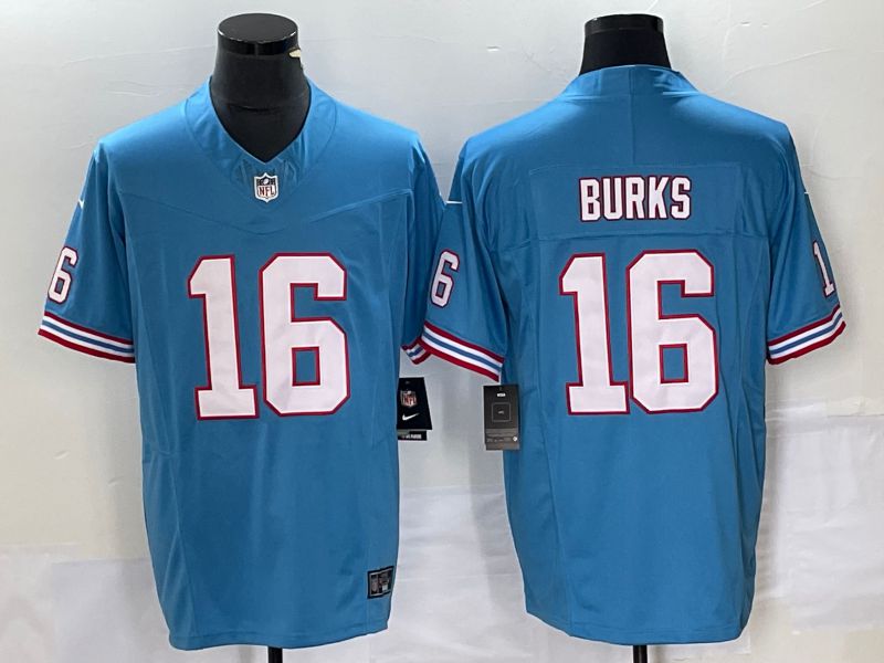 Men Tennessee Titans 16 Burks Light Blue Nike Throwback Vapor Limited NFL Jersey